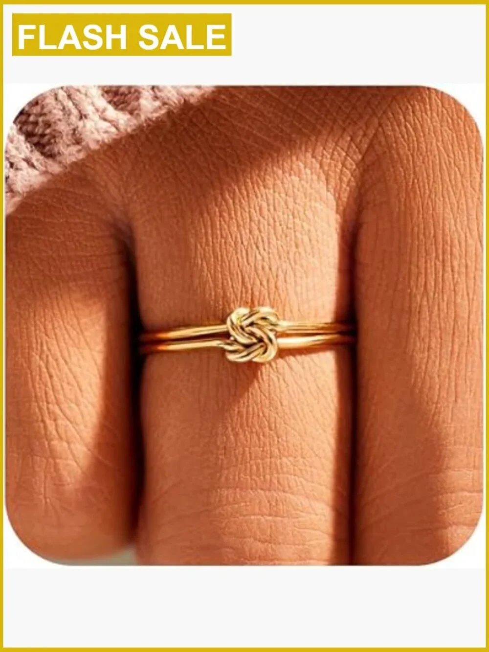 925 Sterling Silver Gold Plated Knot Ring Friendship Ring Stackable Ring for